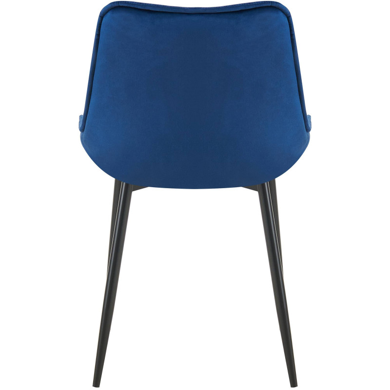 Chaise moderne capitonnée en Velours Bleu Métal Noir Noryssa - 4