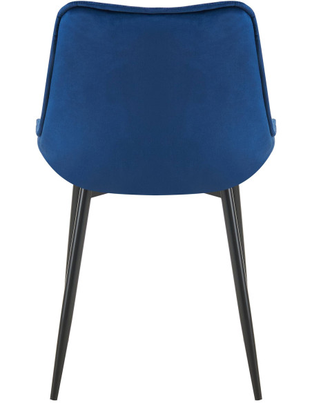 Chaise moderne capitonnée en Velours Bleu Métal Noir Noryssa - 4