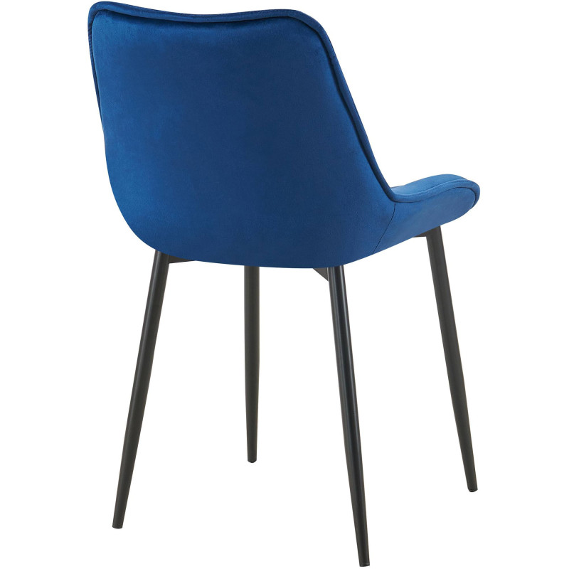 Chaise moderne capitonnée en Velours Bleu Métal Noir Noryssa - 3