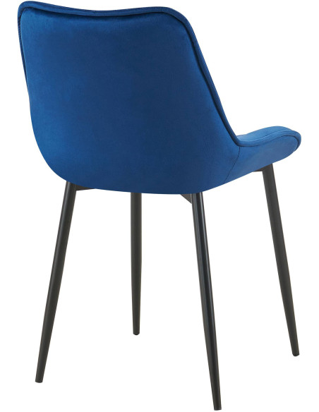Chaise moderne capitonnée en Velours Bleu Métal Noir Noryssa - 3