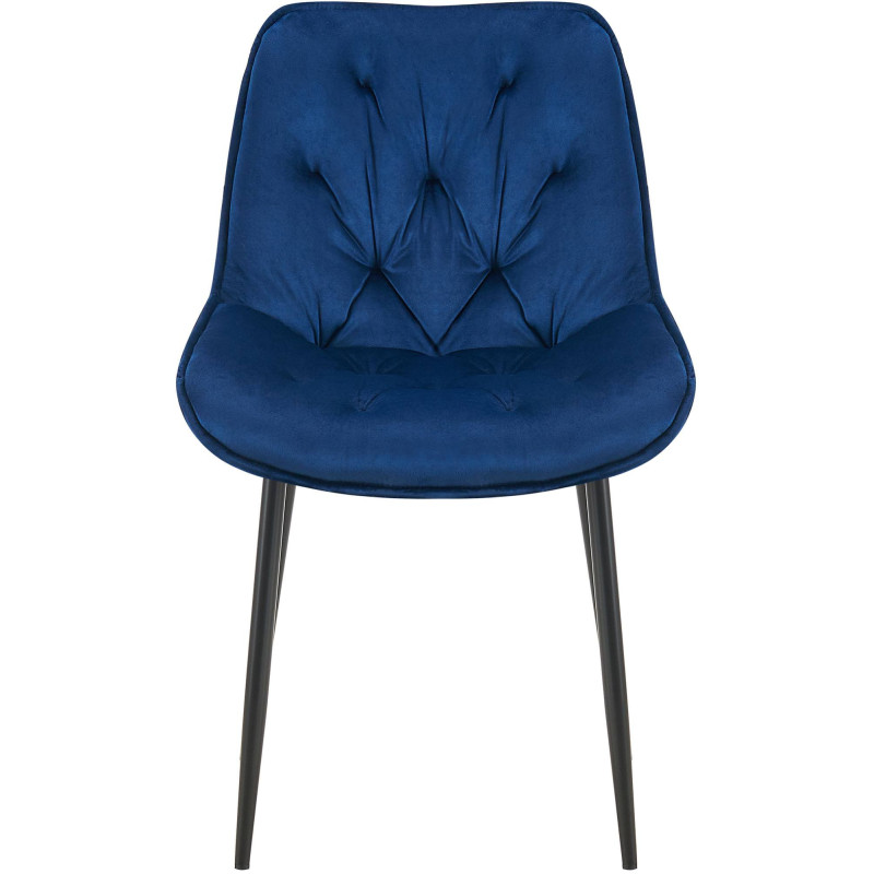 Chaise moderne capitonnée en Velours Bleu Métal Noir Noryssa - 2