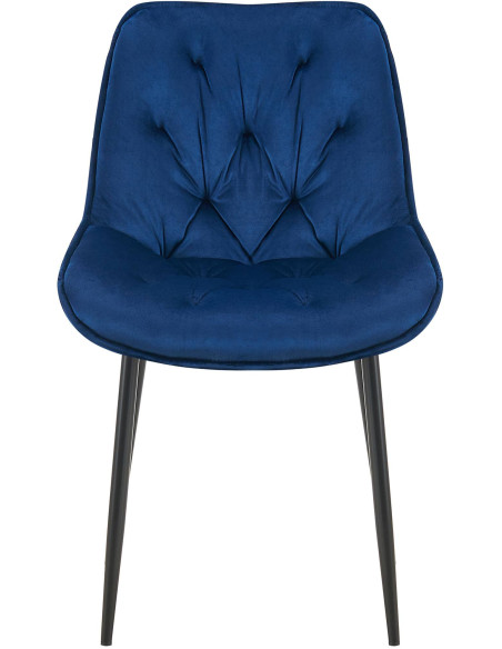 Chaise moderne capitonnée en Velours Bleu Métal Noir Noryssa - 2