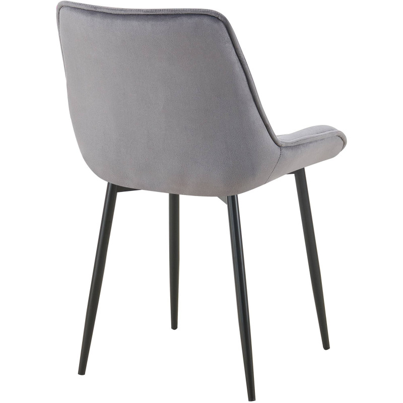 Chaise moderne capitonnée en Velours Gris foncé Métal Noir Noryssa - 4