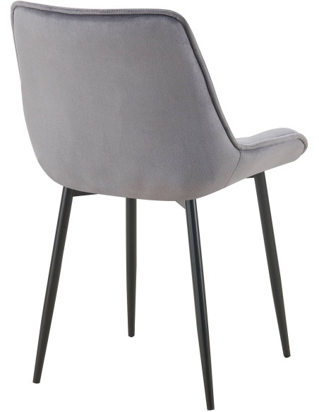 Chaise moderne capitonnée en Velours Gris foncé Métal Noir Noryssa - 4