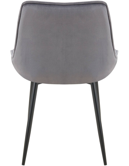 Chaise moderne capitonnée en Velours Gris foncé Métal Noir Noryssa - 5