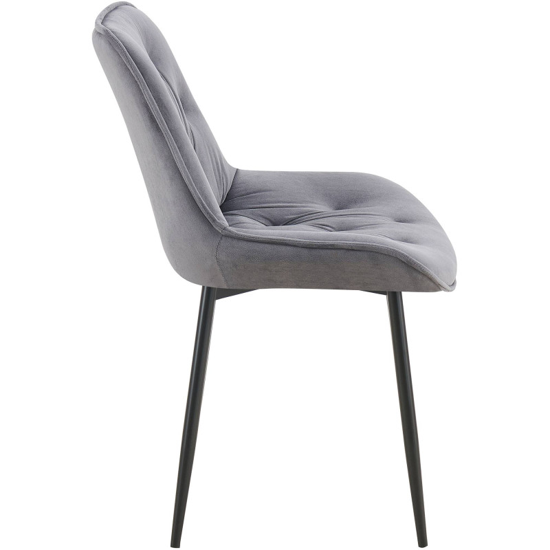 Chaise moderne capitonnée en Velours Gris foncé Métal Noir Noryssa - 3