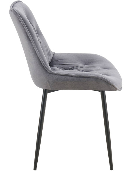 Chaise moderne capitonnée en Velours Gris foncé Métal Noir Noryssa - 3