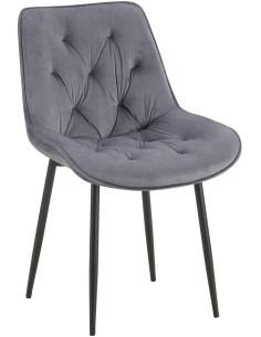 Chaise moderne capitonnée en Velours Gris foncé Métal Noir Noryssa - 1