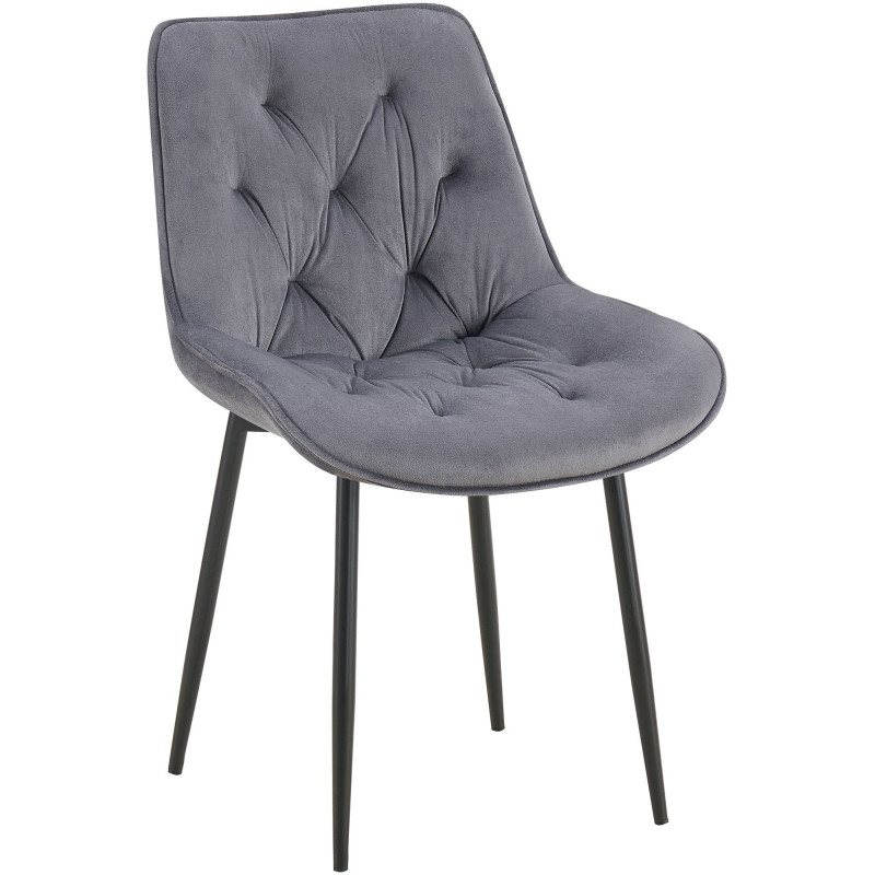 Chaise moderne capitonnée en Velours Gris foncé Métal Noir Noryssa - 1