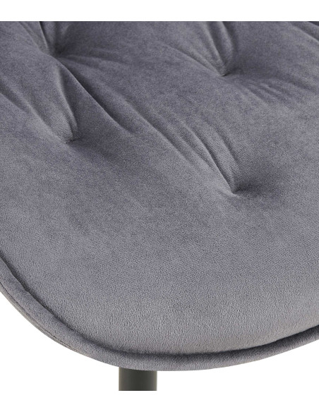 Chaise moderne capitonnée en Velours Gris foncé Métal Noir Noryssa - 6