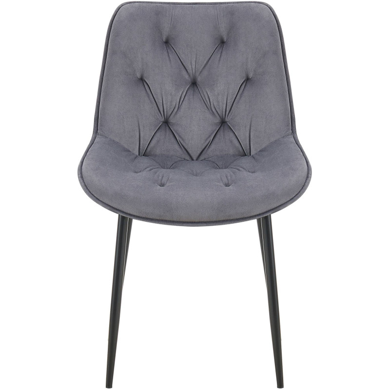 Chaise moderne capitonnée en Velours Gris foncé Métal Noir Noryssa - 2