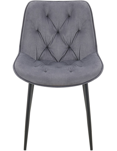 Chaise moderne capitonnée en Velours Gris foncé Métal Noir Noryssa - 2