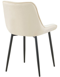 Chaise moderne capitonnée en Velours Blanc crème Métal Noir Noryssa - 1