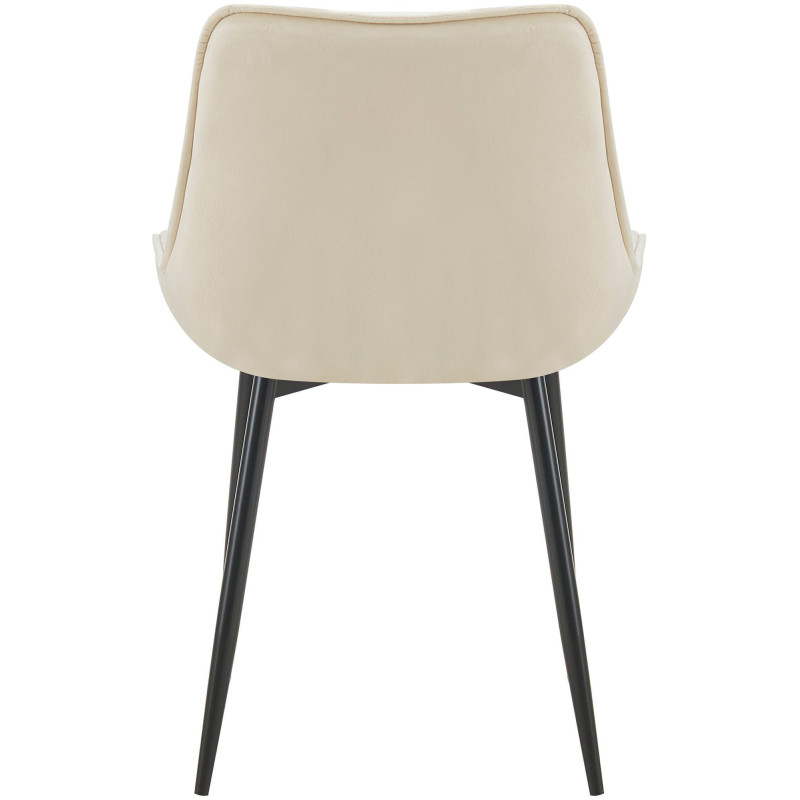 Chaise moderne capitonnée en Velours Blanc crème Métal Noir Noryssa - 2