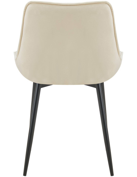 Chaise moderne capitonnée en Velours Blanc crème Métal Noir Noryssa - 2