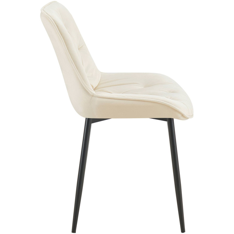 Chaise moderne capitonnée en Velours Blanc crème Métal Noir Noryssa - 3