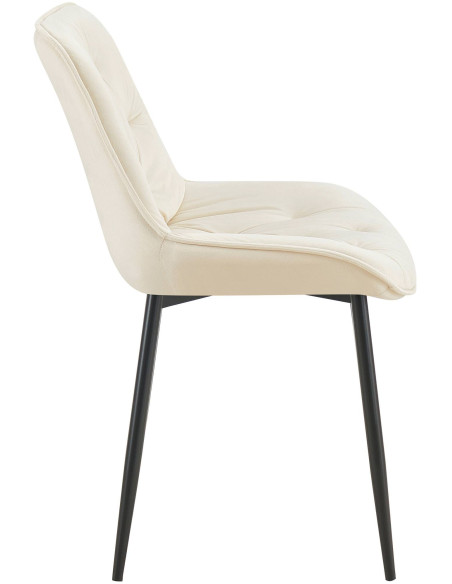 Chaise moderne capitonnée en Velours Blanc crème Métal Noir Noryssa - 3