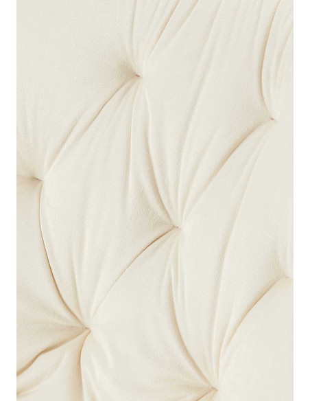 Chaise moderne capitonnée en Velours Blanc crème Métal Noir Noryssa - 5