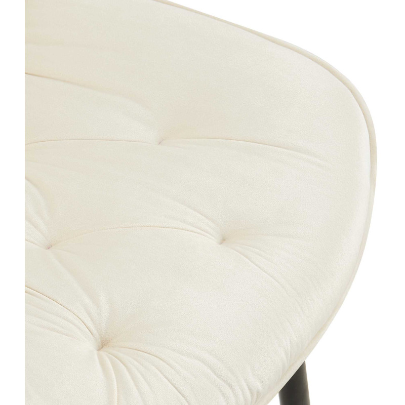 Chaise moderne capitonnée en Velours Blanc crème Métal Noir Noryssa - 6
