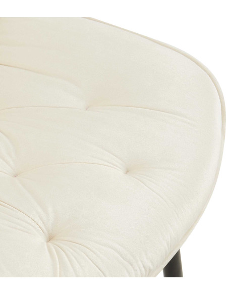 Chaise moderne capitonnée en Velours Blanc crème Métal Noir Noryssa - 6