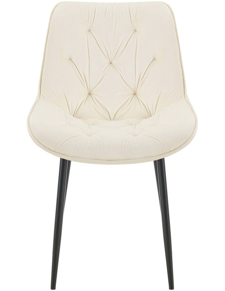 Chaise moderne capitonnée en Velours Blanc crème Métal Noir Noryssa - 7