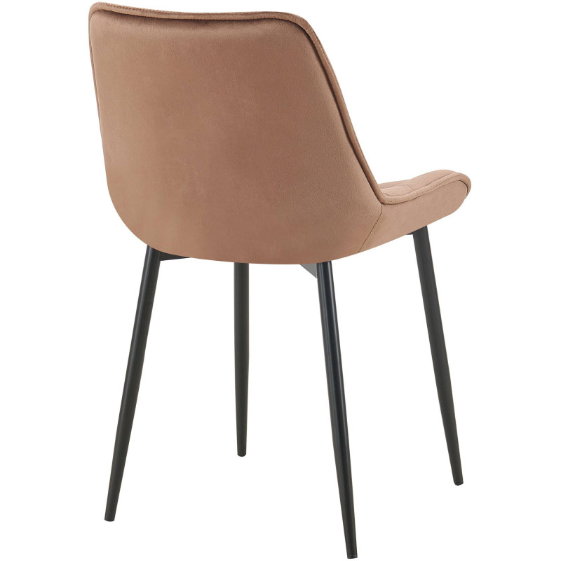 Chaise moderne capitonnée en Velours Marron Métal Noir Noryssa - 4