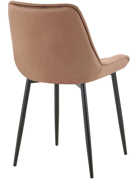 Chaise moderne capitonnée en Velours Marron Métal Noir Noryssa - 4