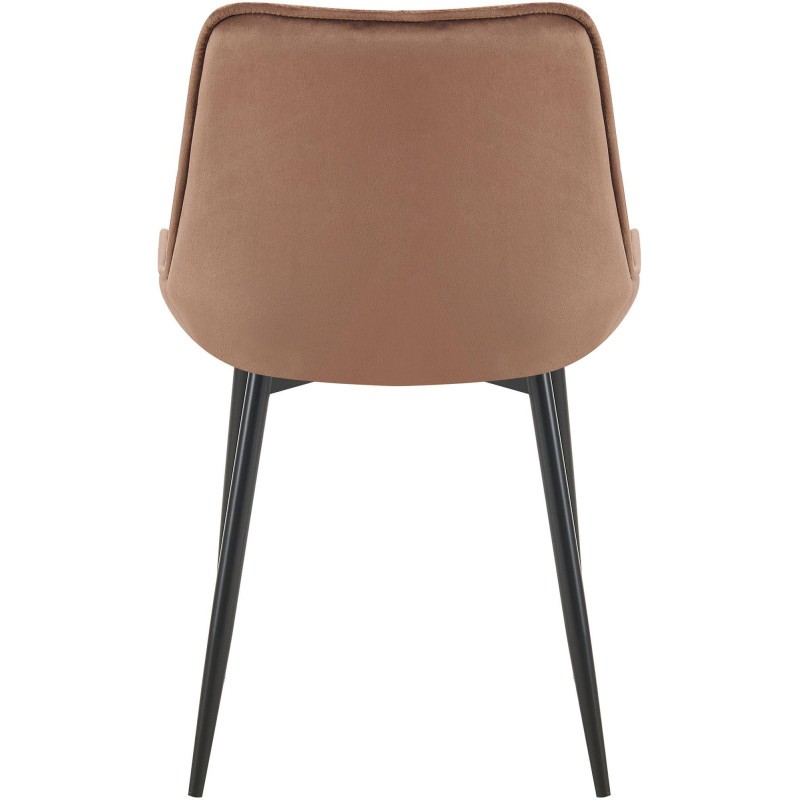 Chaise moderne capitonnée en Velours Marron Métal Noir Noryssa - 5