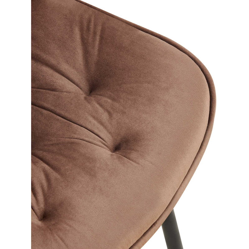 Chaise moderne capitonnée en Velours Marron Métal Noir Noryssa - 7