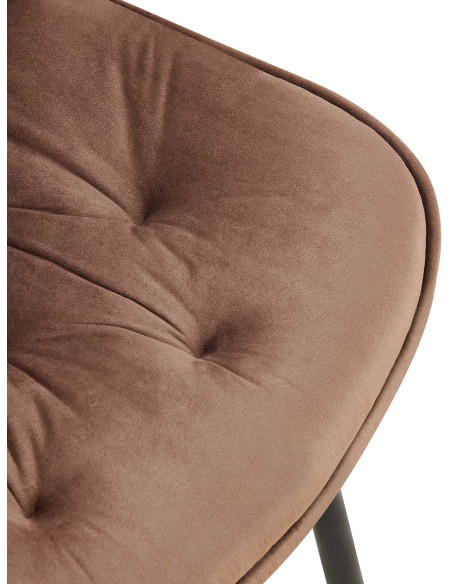 Chaise moderne capitonnée en Velours Marron Métal Noir Noryssa - 7