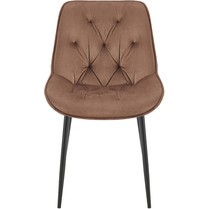 Chaise moderne capitonnée en Velours Marron Métal Noir Noryssa - 2