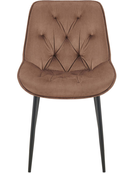 Chaise moderne capitonnée en Velours Marron Métal Noir Noryssa - 2