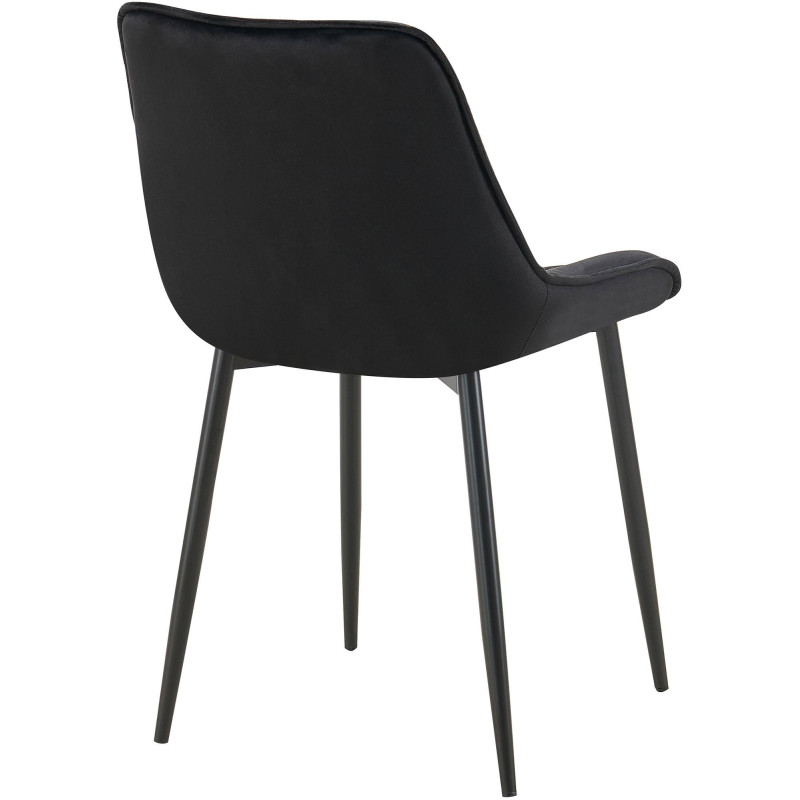 Chaise moderne capitonnée en Velours Noir Métal Noir Noryssa - 5