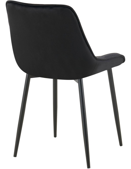 Chaise moderne capitonnée en Velours Noir Métal Noir Noryssa - 5
