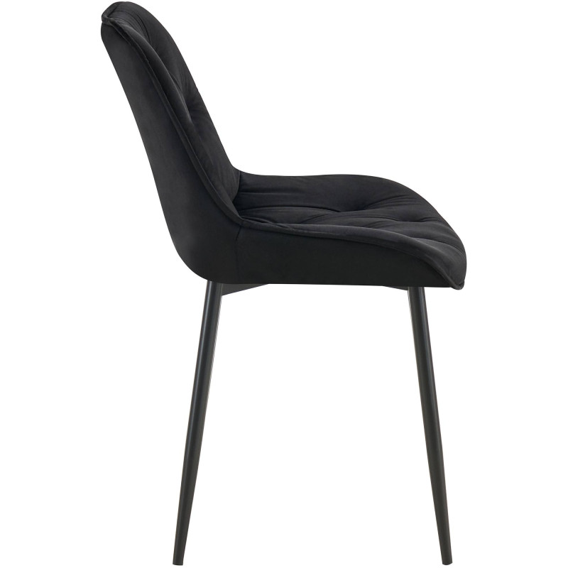 Chaise moderne capitonnée en Velours Noir Métal Noir Noryssa - 3