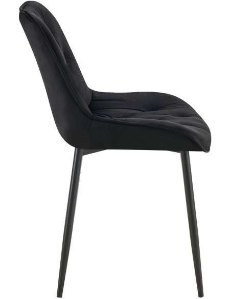 Chaise moderne capitonnée en Velours Noir Métal Noir Noryssa - 3