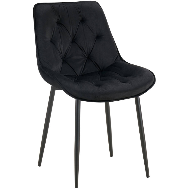Chaise moderne capitonnée en Velours Noir Métal Noir Noryssa - 1