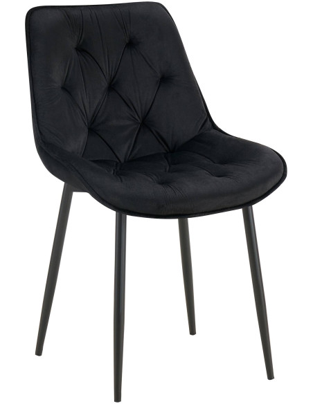 Chaise moderne capitonnée en Velours Noir Métal Noir Noryssa - 1