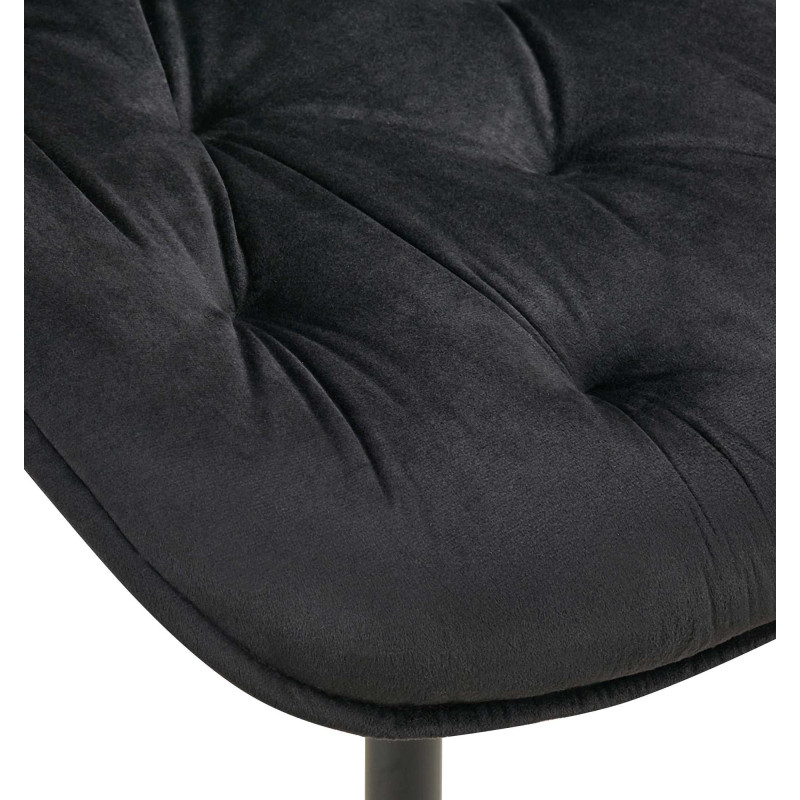 Chaise moderne capitonnée en Velours Noir Métal Noir Noryssa - 7