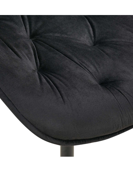 Chaise moderne capitonnée en Velours Noir Métal Noir Noryssa - 7