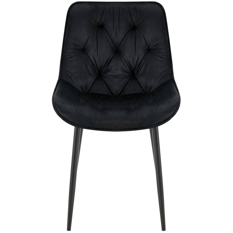 Chaise moderne capitonnée en Velours Noir Métal Noir Noryssa - 2