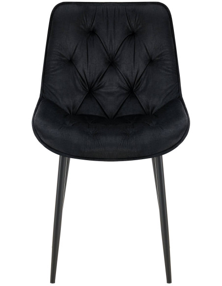 Chaise moderne capitonnée en Velours Noir Métal Noir Noryssa - 2