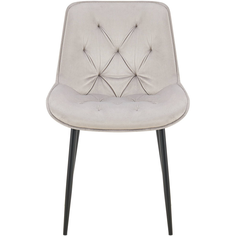Chaise moderne capitonnée en Velours Gris Métal Noir Noryssa - 2