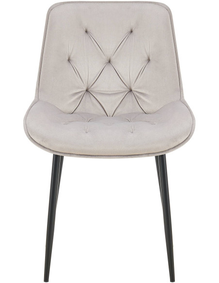 Chaise moderne capitonnée en Velours Gris Métal Noir Noryssa - 2