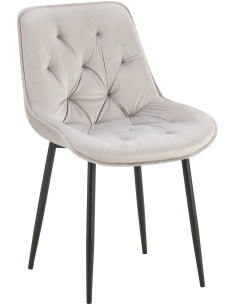 Chaise moderne capitonnée en Velours Gris Métal Noir Noryssa - 1