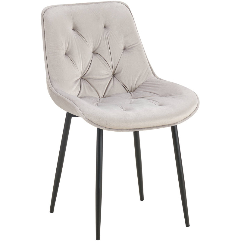 Chaise moderne capitonnée en Velours Gris Métal Noir Noryssa - 1