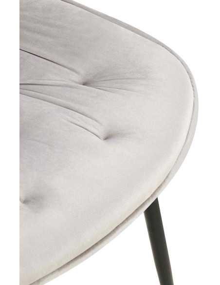 Chaise moderne capitonnée en Velours Gris Métal Noir Noryssa - 7