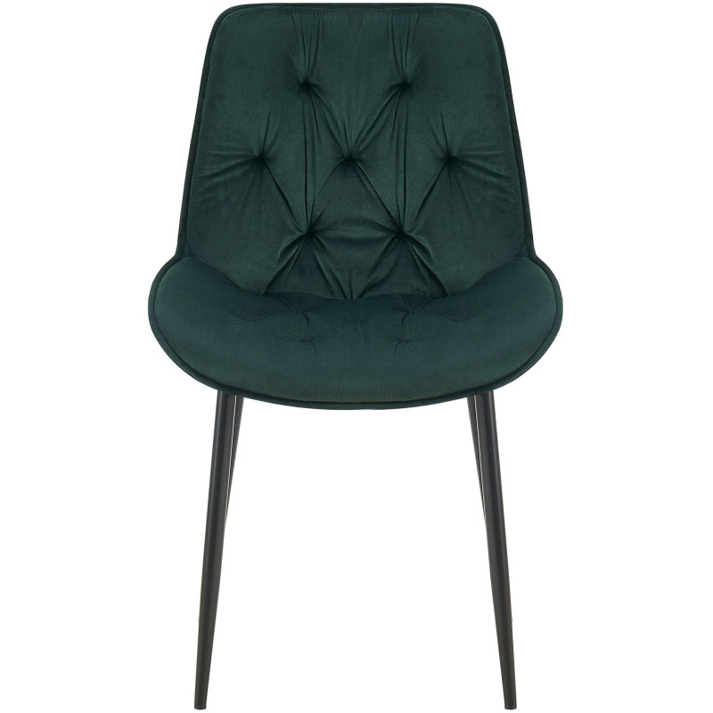 Chaise moderne capitonnée en Velours Vert Métal Noir Noryssa - 2