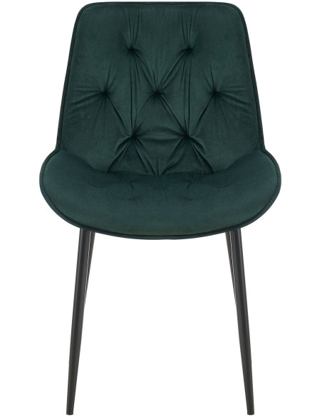 Chaise moderne capitonnée en Velours Vert Métal Noir Noryssa - 2