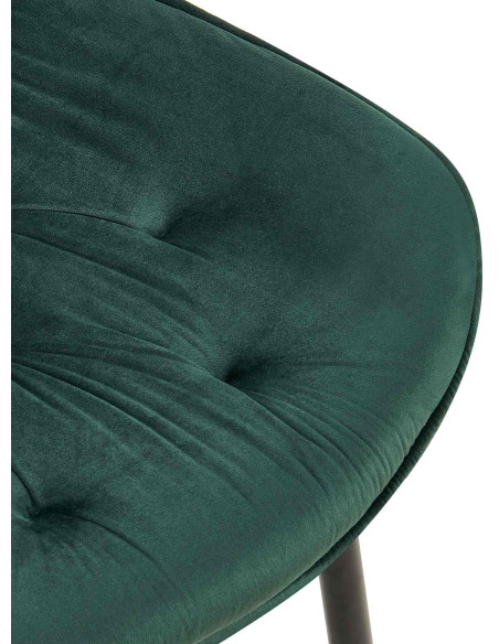 Chaise moderne capitonnée en Velours Vert Métal Noir Noryssa - 7